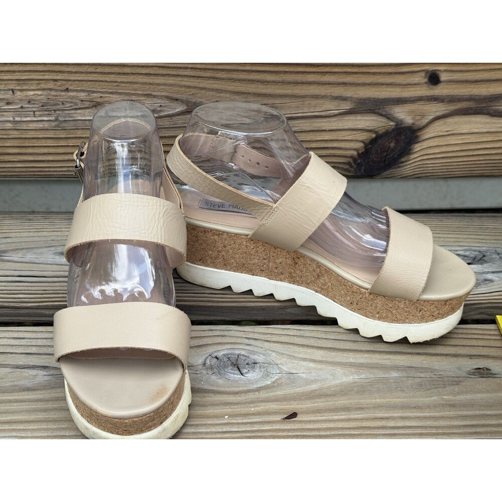 STEVE MADDEN Womens Platform Wedge Leather Sandal Krista Sz 8.5